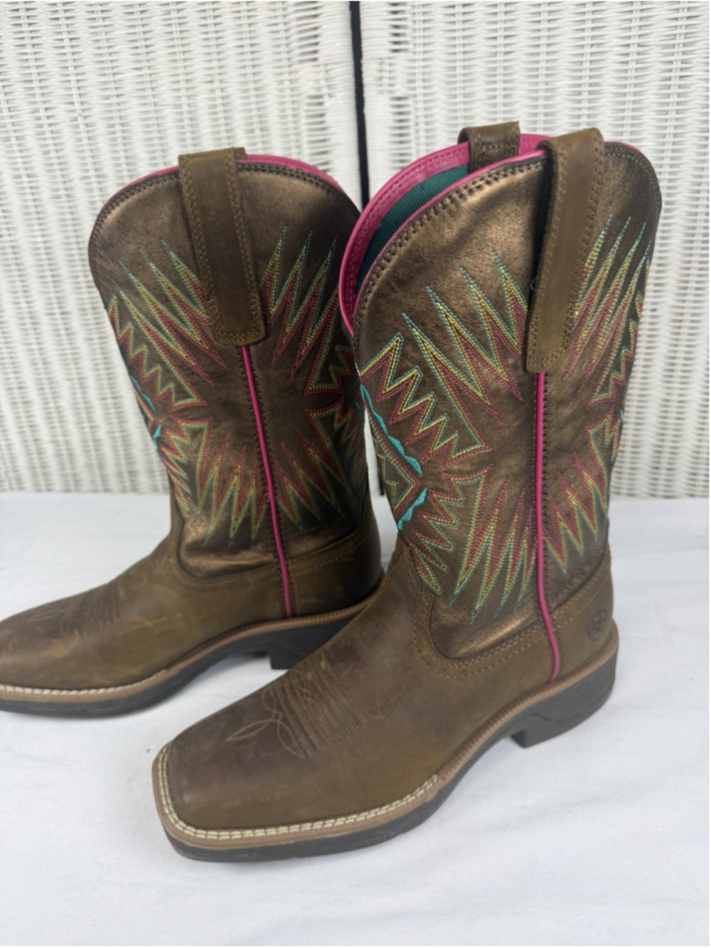 Ariat Ridgeback 10047059 Western Boot Women 6.5B Square Toe Brown Bronze Pink